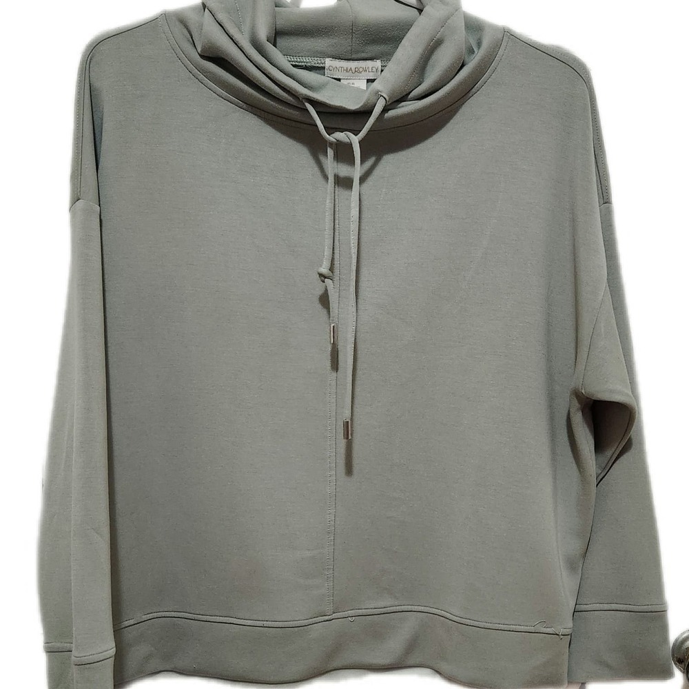 Cynthia Rowley Cowl Neck‎ Sweatshirt Sage Green Soft Women's Size XL